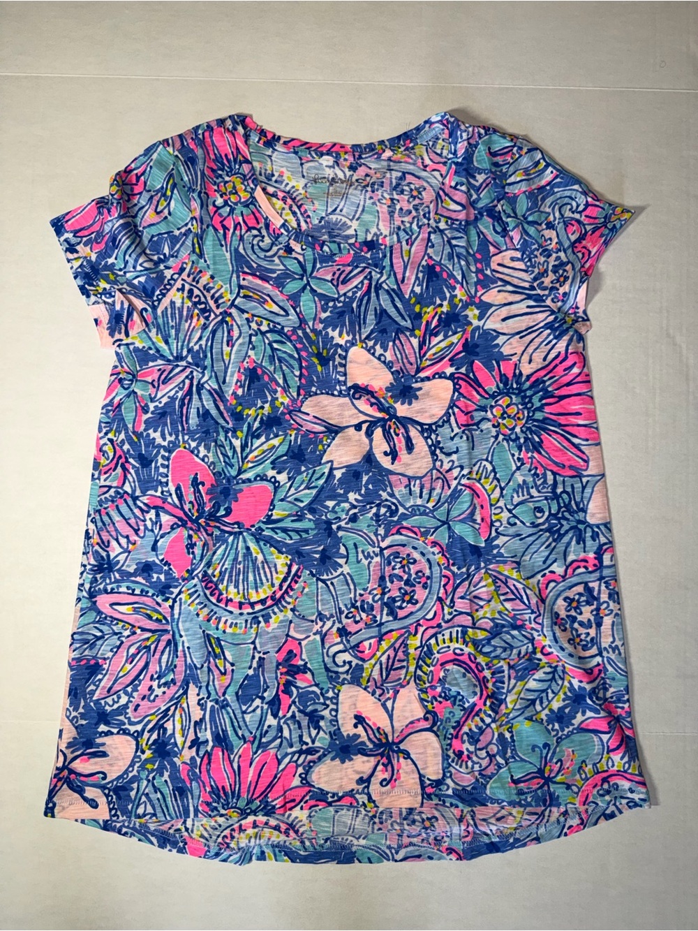 Lilly Pulitzer Blue & Pink Floral Tee